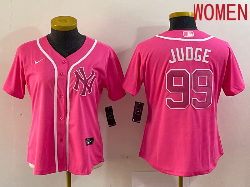 Women New York Yankees #99 Judge Pink Game Nike MLB Jersey style 1->women mlb jersey->Women Jersey